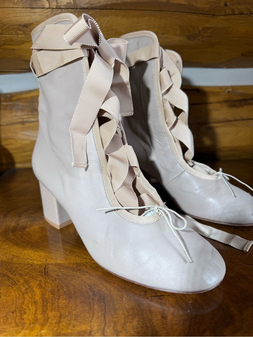 Valentino Poudre Ribbon Lace-Up Ankle Boots